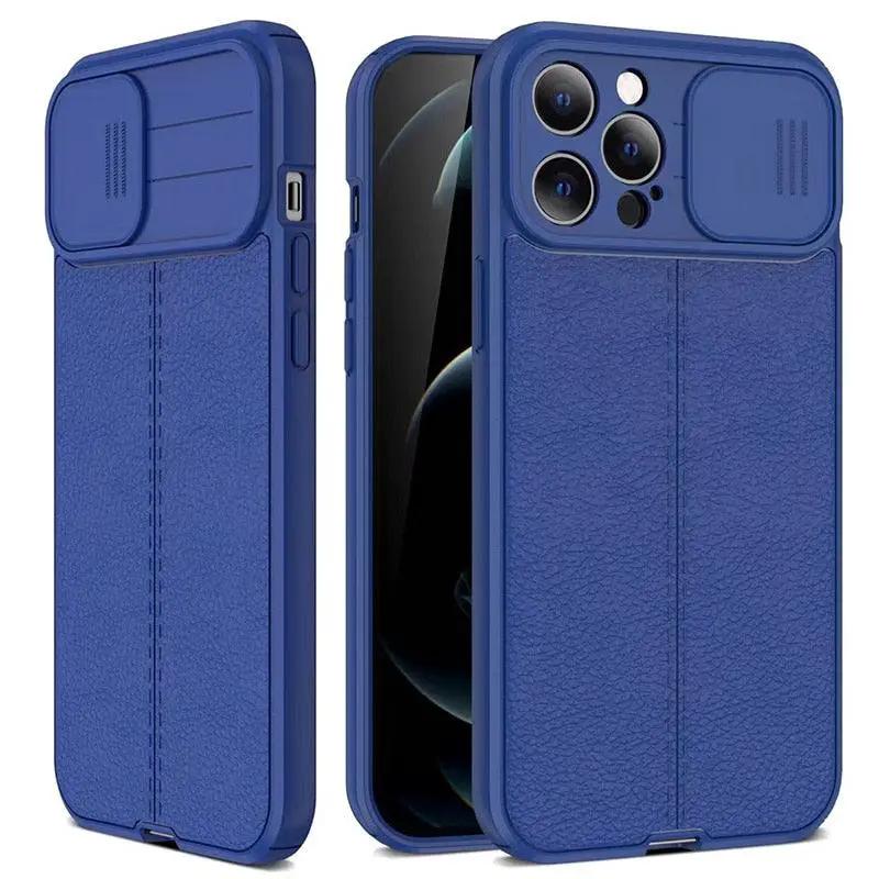 Lux Leather Black Shockproof Case for iPhone