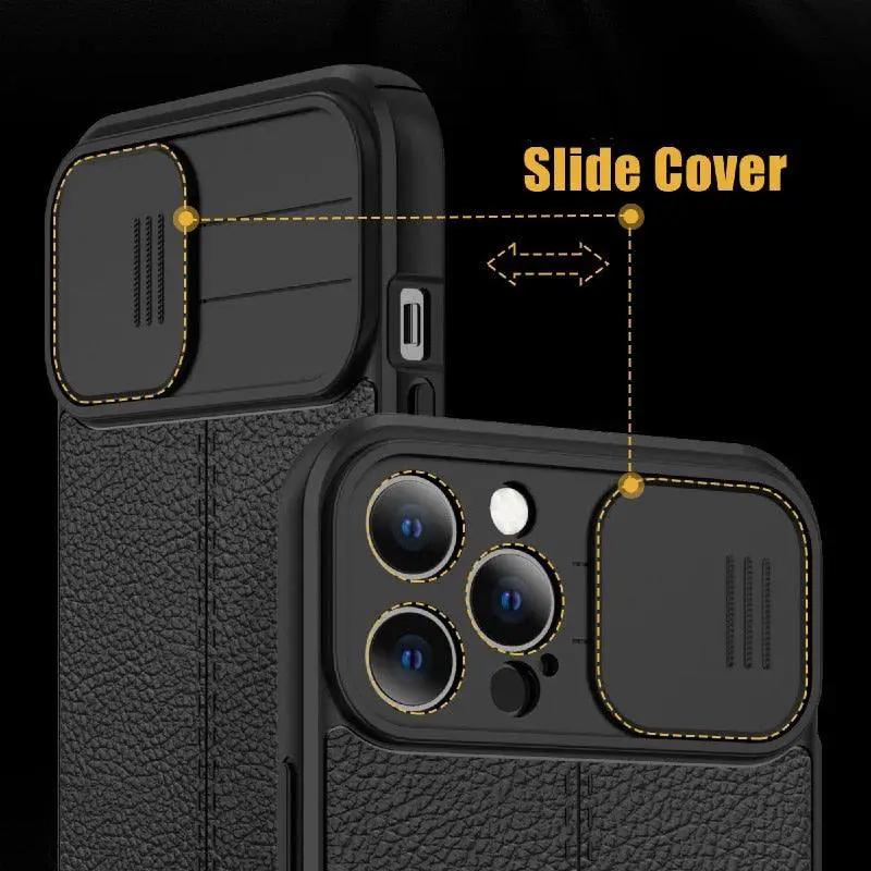 Lux Leather Black Shockproof Case for iPhone
