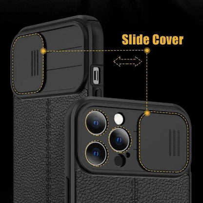 Lux Leather Black Shockproof Case for iPhone