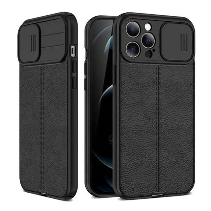 Lux Leather Black Shockproof Case for iPhone