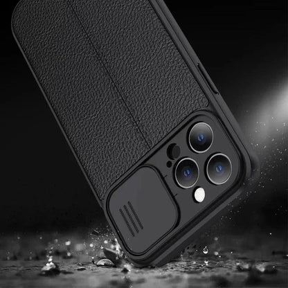 Lux Leather Black Shockproof Case for iPhone