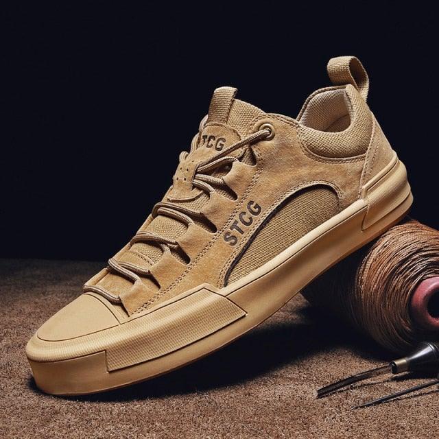 Mens Comfortable Leather and the Lace Sneakers