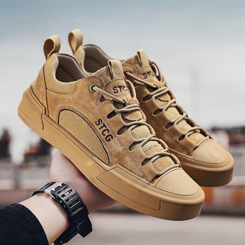 Mens Comfortable Leather and the Lace Sneakers