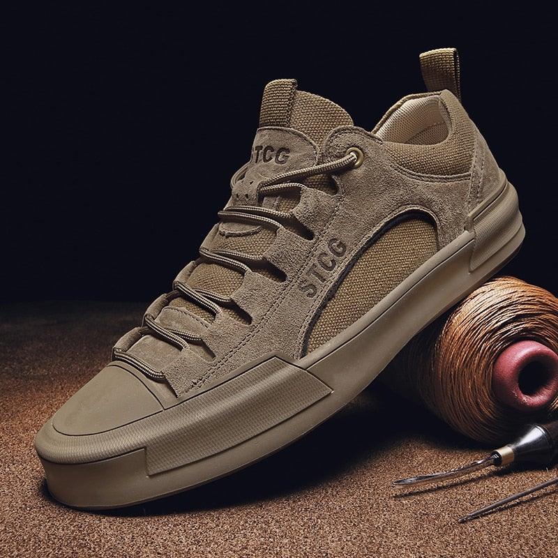 Mens Comfortable Leather and the Lace Sneakers