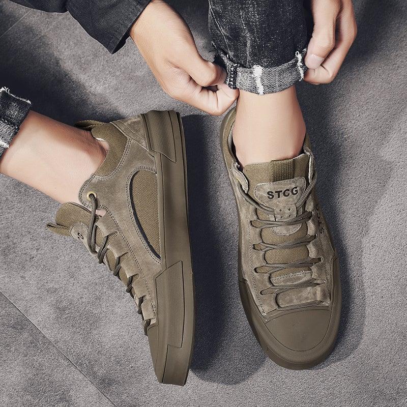 Mens Comfortable Leather and the Lace Sneakers