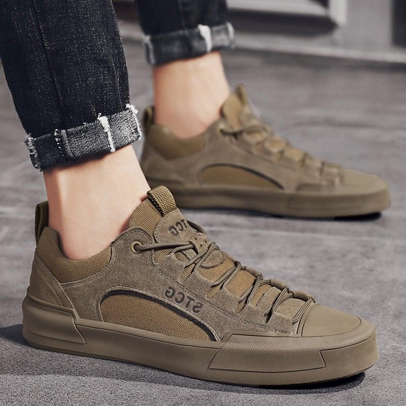 Mens Comfortable Leather and the Lace Sneakers