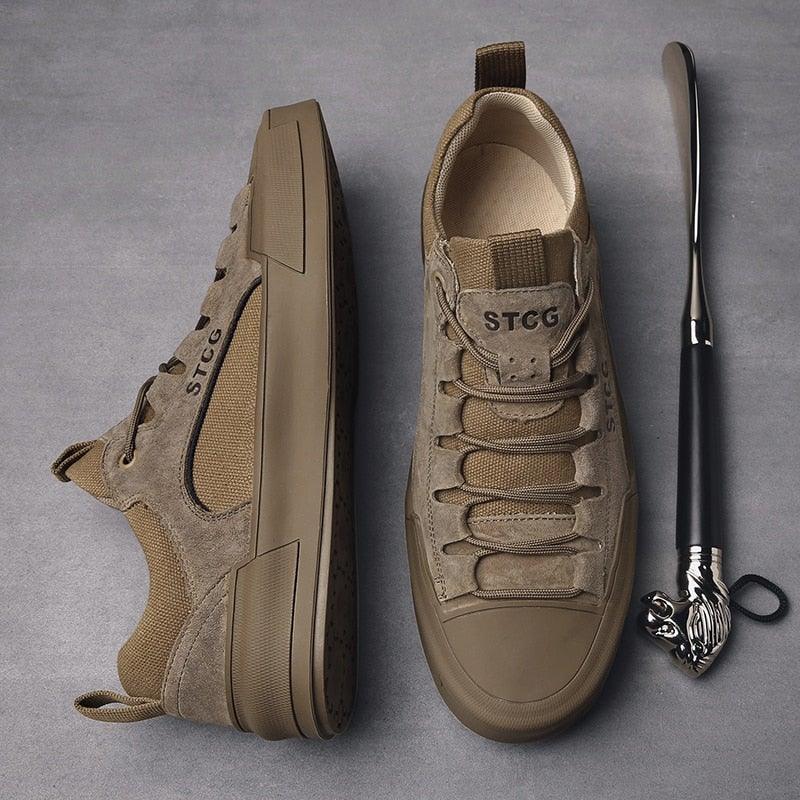 Mens Comfortable Leather and the Lace Sneakers
