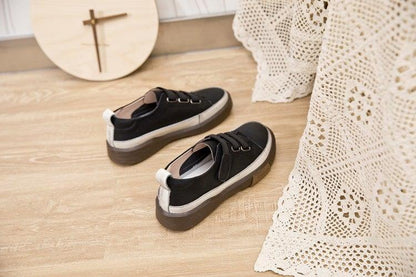 Stevvex leather womens sneakers black casual flats with white heel accent walking shoes on Tampa Home & Garden Store