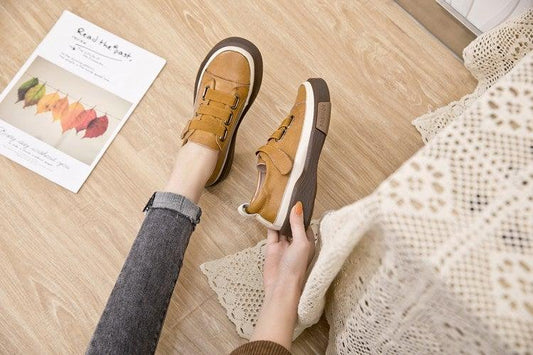 Leather women's sneakers Stevvex tan with white sole casual flat walking shoes on Tampa Home & Garden Store