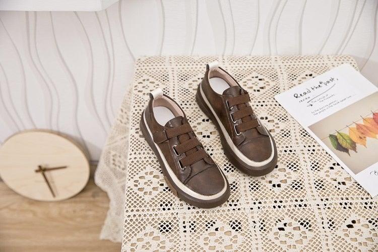 Luxury Leather Womens Sneakers brown genuine leather casual walking flats on Tampa Home & Garden Store