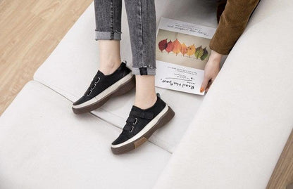 Stevvex black leather women's sneakers with strap closures, white midsole, brown outsole on Tampa Home & Garden Store