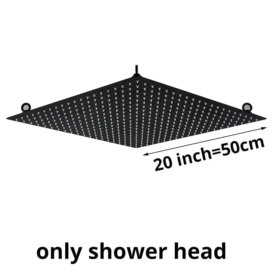 Luxury Matte Black Rainfall Shower Head 20 Inch