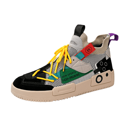 Stevvex men's sneakers casual trainer multicolor mesh with yellow laces on Tampa Home & Garden Store
