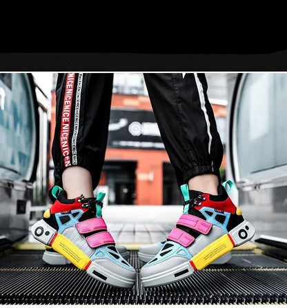 Stevvex luxury mens sneakers multicolor mesh with pink straps and yellow sole on Tampa Home & Garden Store