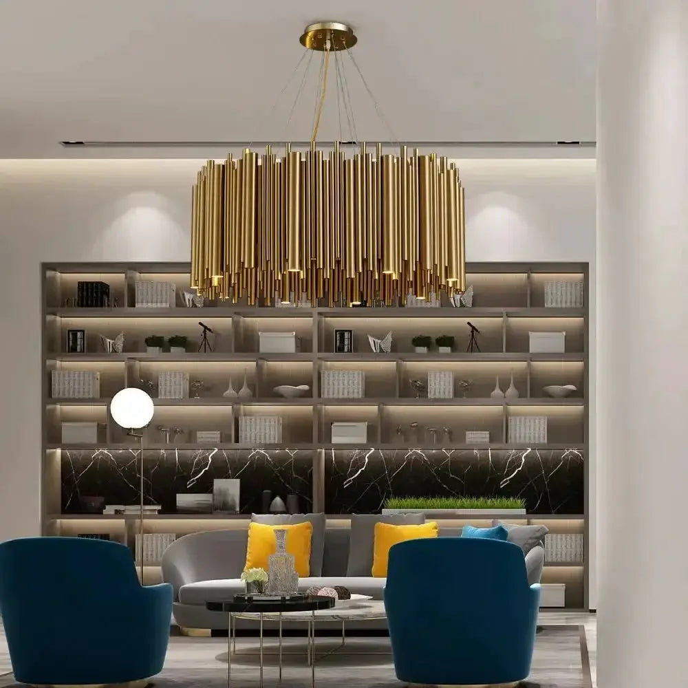 Chandelier luxury modern round gold radial pendant light Decorbites on Tampa Home & Garden Store