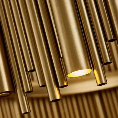 Chandelier luxury modern round gold pendant with cylindrical tubes for living room Decorbites on Tampa Home & Garden Store