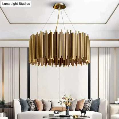 Chandeliers luxury modern round gold radial pendant light by Decorbites in a living room on Tampa Home & Garden Store