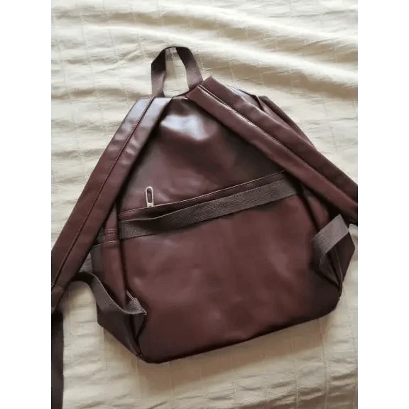 Backpack brown PU leather travel backpack with top handle and front zip pocket on Tampa Home & Garden Store