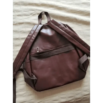Backpack brown PU leather travel backpack with top handle and front zip pocket on Tampa Home & Garden Store