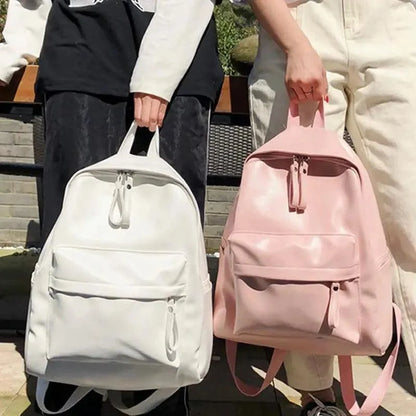 Stevvex PU leather backpack pair in white and pink, large-capacity school backpacks on Tampa Home & Garden Store
