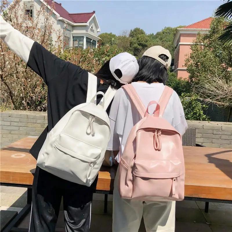 Backpacks Stevvex two white and pink PU leather, luxury modern travel bags, large capacity on Tampa Home & Garden Store