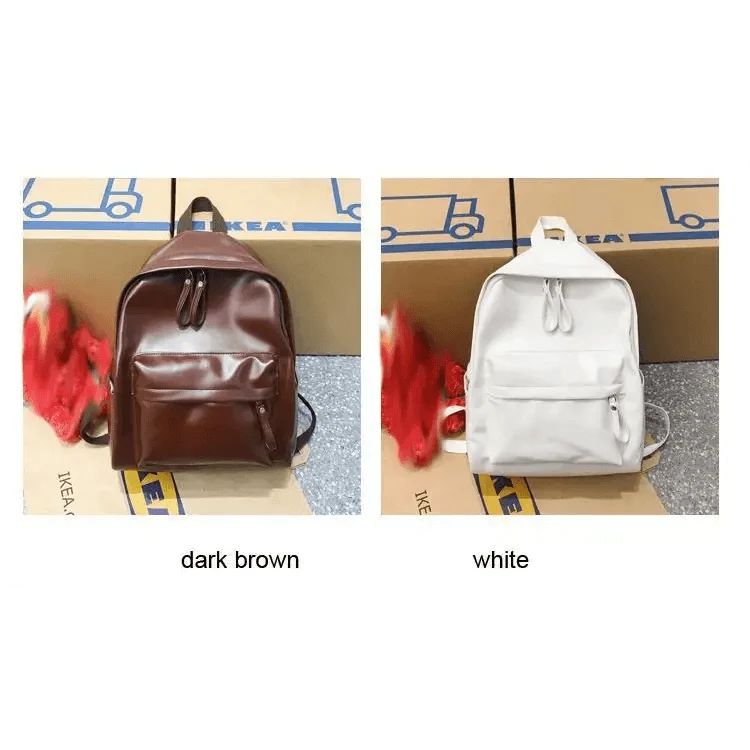 Stevvex PU leather backpacks two-pack in dark brown and white, large-capacity school bags on Tampa Home & Garden Store