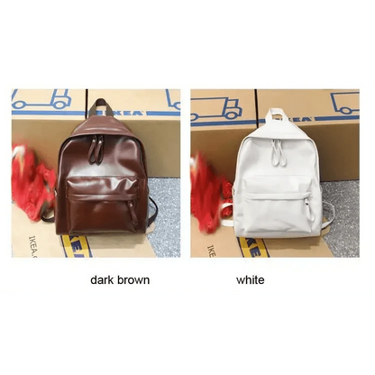 Stevvex PU leather backpacks two-pack in dark brown and white, large-capacity school bags on Tampa Home & Garden Store