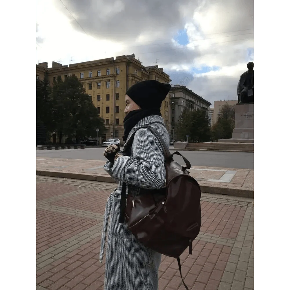 Stevvex brown PU leather women's backpack with large capacity for travel on Tampa Home & Garden Store