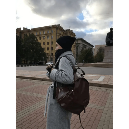 Stevvex brown PU leather women's backpack with large capacity for travel on Tampa Home & Garden Store
