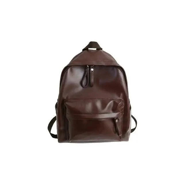 Stevvex brown PU leather backpack with front zip pocket, top handle, and adjustable straps on Tampa Home & Garden Store