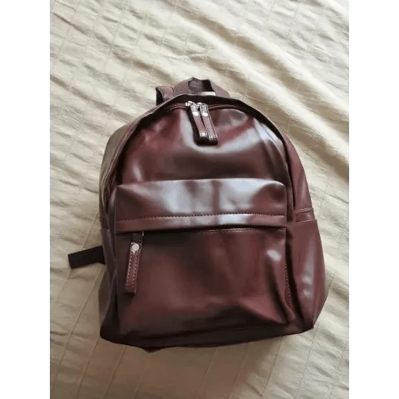 Backpack Stevvex burgundy PU leather with zip pocket and top handle, large capacity bag on Tampa Home & Garden Store