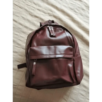 Backpack Stevvex burgundy PU leather with zip pocket and top handle, large capacity bag on Tampa Home & Garden Store