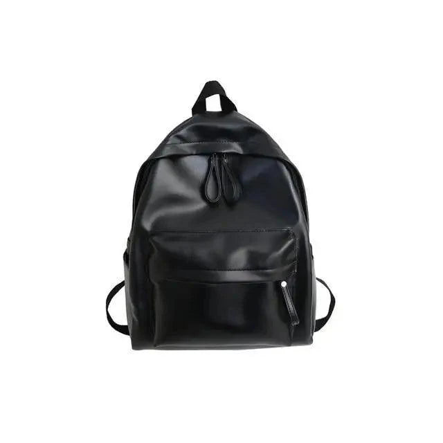Backpack Stevvex black PU leather with front pocket and dual top zippers on Tampa Home & Garden Store