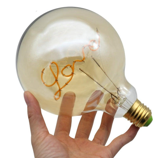 Stevvex LED Edison bulb with warm white vintage filament letters design round dimmable on Tampa Home & Garden Store