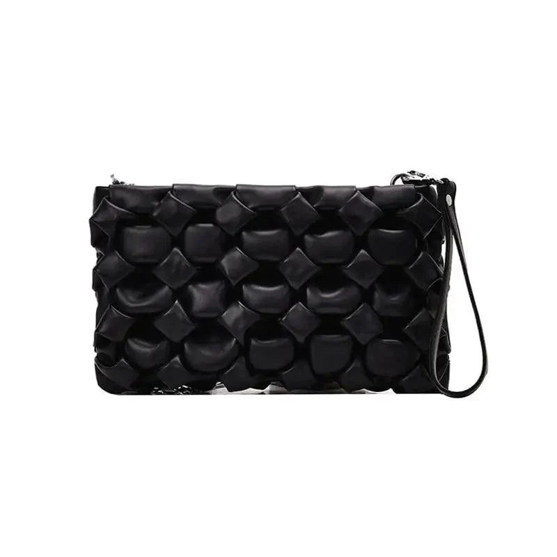Stevvex crossbody bag black leather bubble-quilted texture on Tampa Home & Garden Store