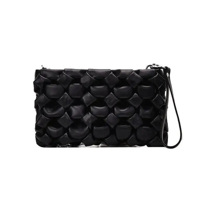 Stevvex crossbody bag black leather bubble-quilted texture on Tampa Home & Garden Store