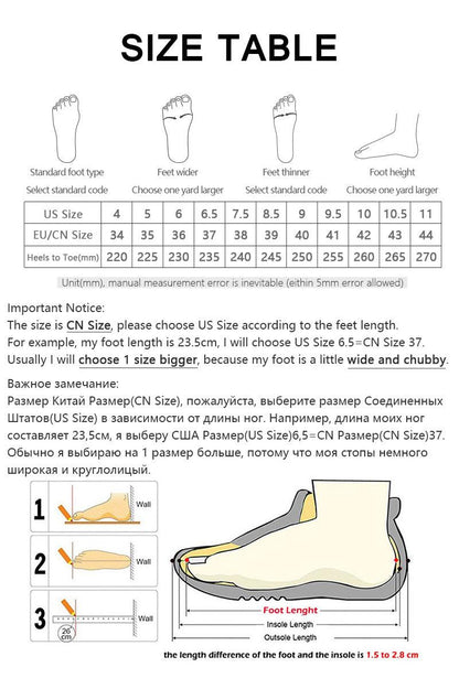 Stevvex sandals size table with US/EU sizes and foot length guide on Tampa Home & Garden Store
