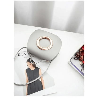 Stevvex light gray PU leather crossbody bag with round gold ring ST93101BCD on Tampa Home & Garden Store