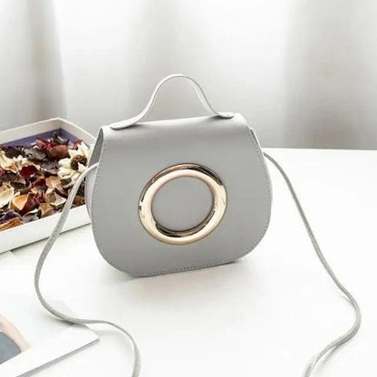 Crossbody bag in gray PU leather with gold ring by Stevvex on Tampa Home & Garden Store