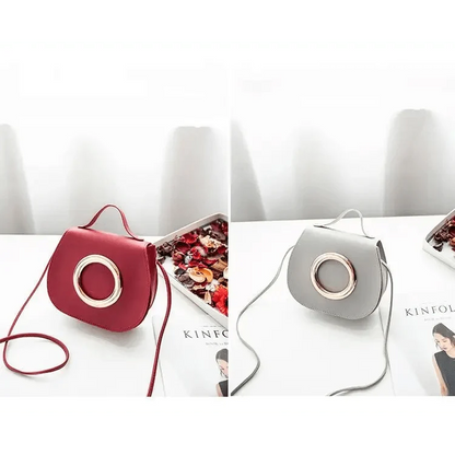 Stevvex luxury PU leather crossbody bags red and gray with circular ring detail, 2 bags on Tampa Home & Garden Store