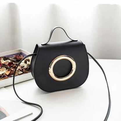 Luxury Sizzling PU Leather Crossbody Shoulder Bag in black with gold ring by Stevvex on Tampa Home & Garden Store