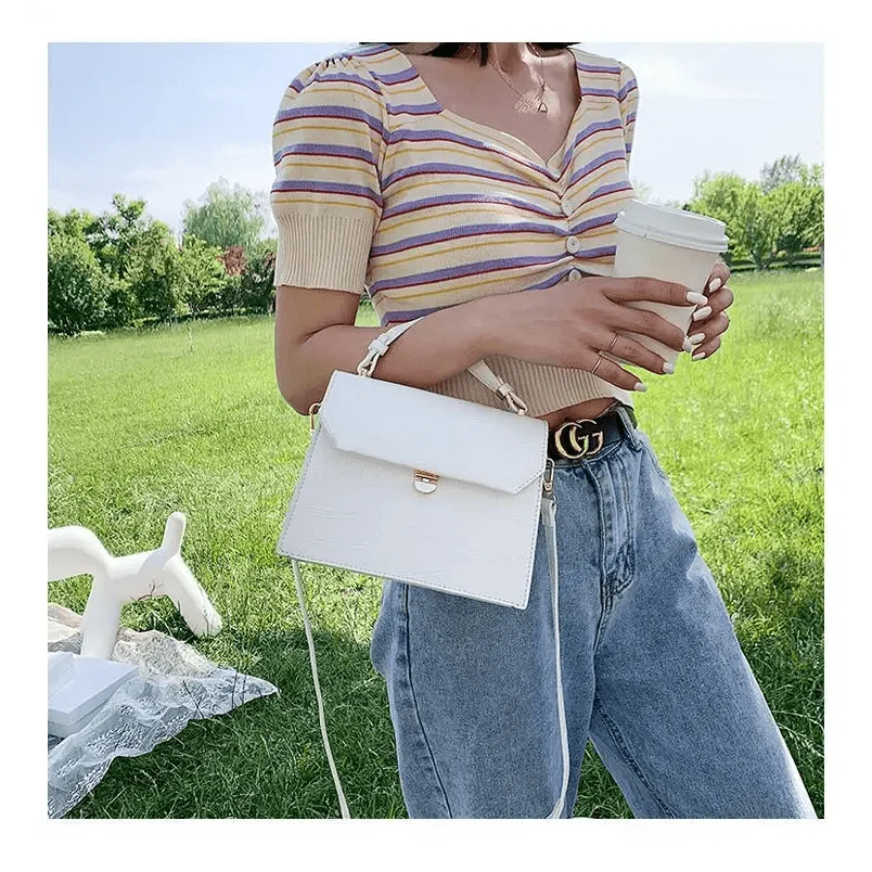 Stevvex white PU leather crossbody bag with flap, small designer handbag for women on Tampa Home & Garden Store