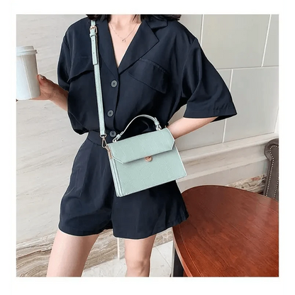 Stevvex mint green PU crossbody bag with croc texture on Tampa Home & Garden Store