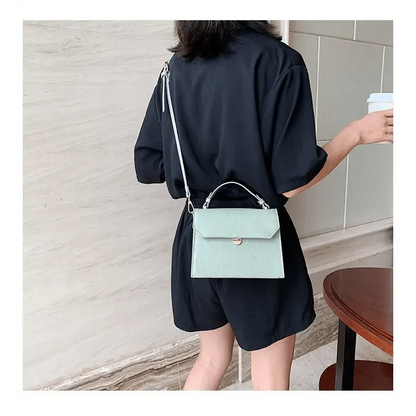 Crossbody bag mint blue PU leather with top flap, small size and detachable strap on Tampa Home & Garden Store