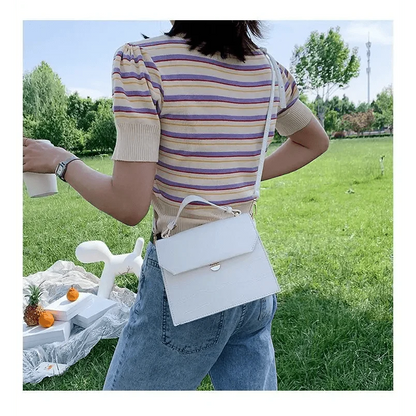 Stevvex snow white PU leather crossbody bag with front flap, small fashion handbag on Tampa Home & Garden Store