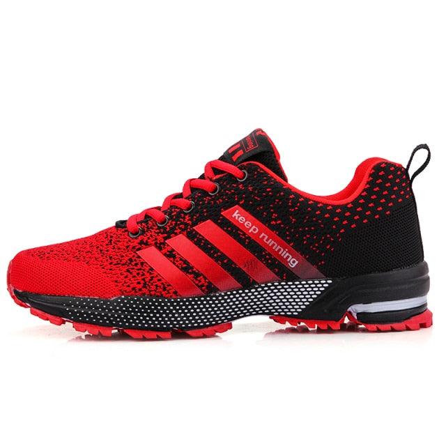 Stevvex men's sport sneakers red black mesh breathable casual running shoes non-slip sole on Tampa Home & Garden Store