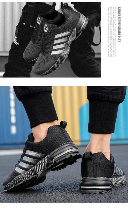 Stevvex men's luxury sport sneakers mesh breathable black gray with non-slip sole 1 pair on Tampa Home & Garden Store