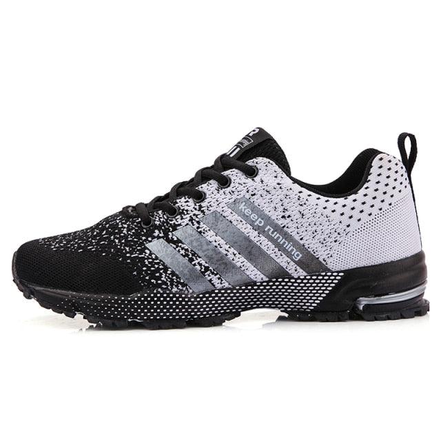 Stevvex men's sport sneakers with breathable mesh, black-to-gray gradient, non-slip outsole on Tampa Home & Garden Store