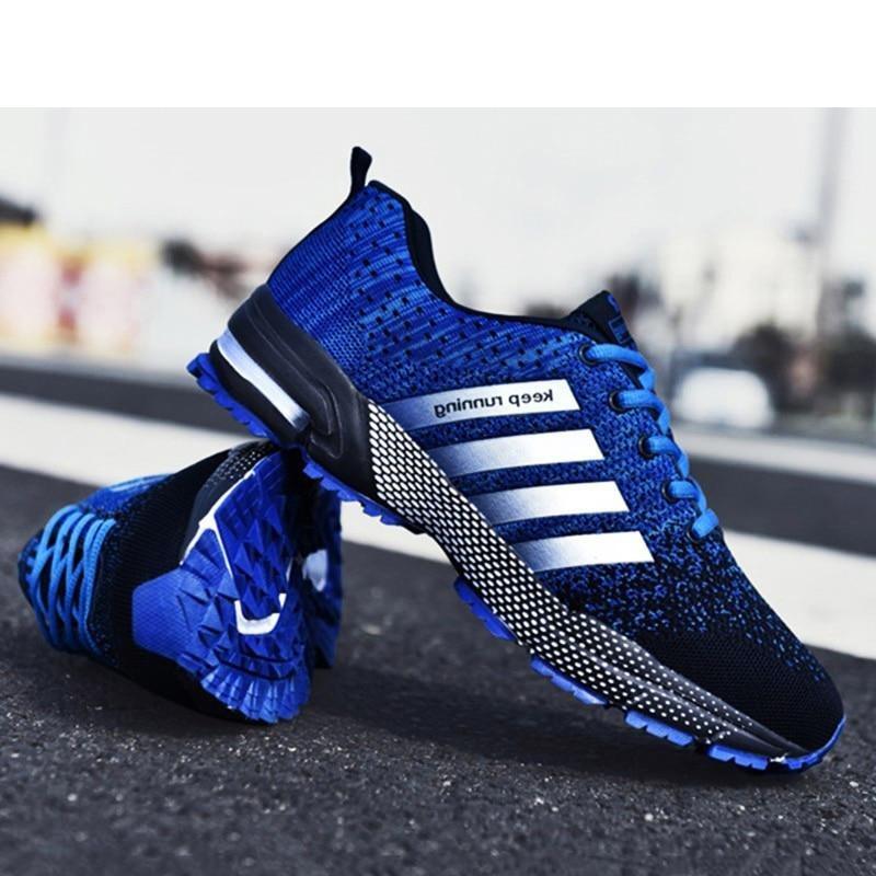 Stevvex luxury sport mens sneakers blue mesh breathable pair with non-slip outsole on Tampa Home & Garden Store