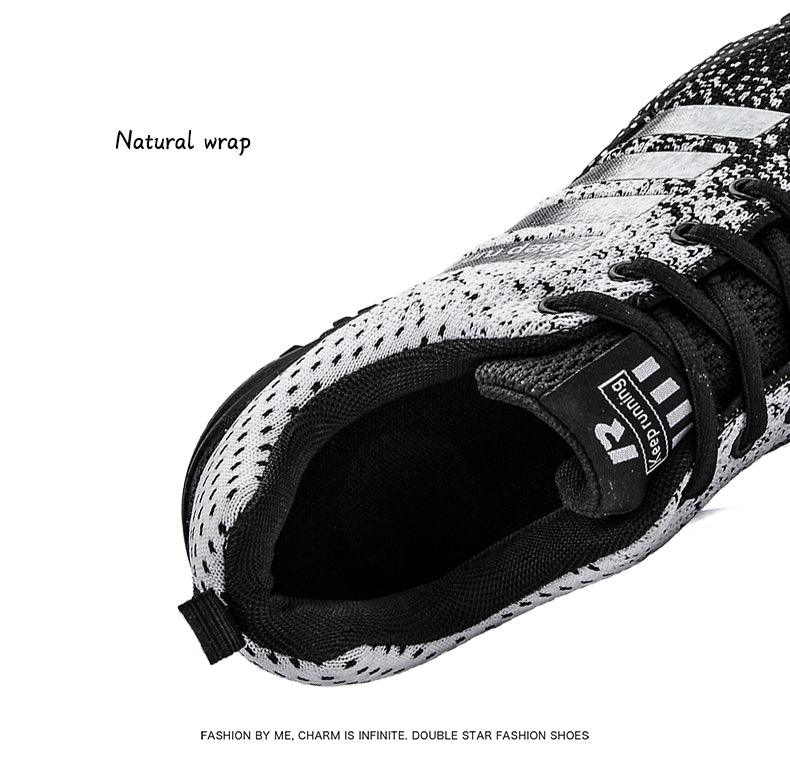 Stevvex mens sneakers with black-white mesh upper, breathable casual walking shoe on Tampa Home & Garden Store